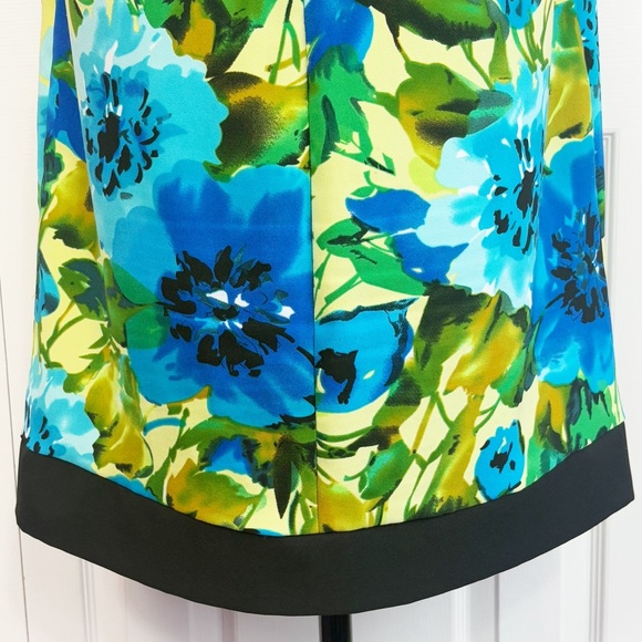 Perceptions Blue Floral Multi Sleeveless A-Line Dress w/ Pockets 14 - Picture 16 of 16